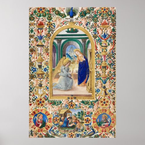 Leaf from the Book of Hours Annunciation  Poster