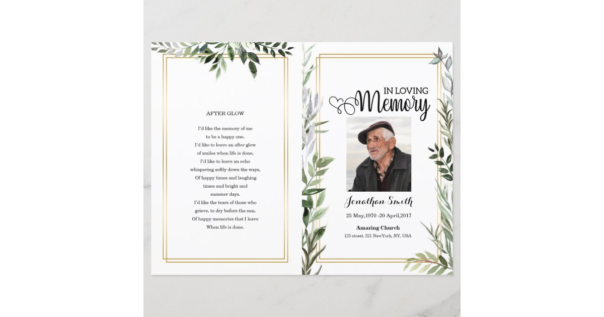 Leaf Funeral Program template | Zazzle
