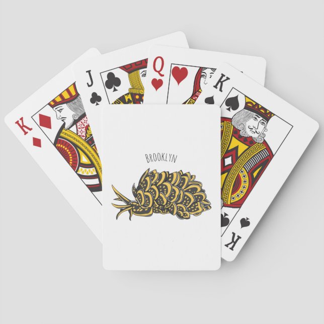 Leaf gilled sea slug cartoon illustration poker cards (Back)
