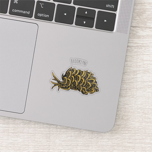 Leaf gilled sea slug cartoon illustration  sticker (Detail)