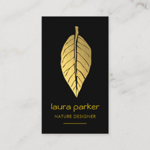 Leaf Gold Nature Logo Yoga Meditation Eco Massage Business Card