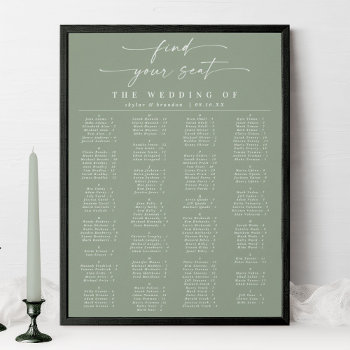 Leaf Green Alphabetical Wedding Seating Chart by GraphicBrat at Zazzle