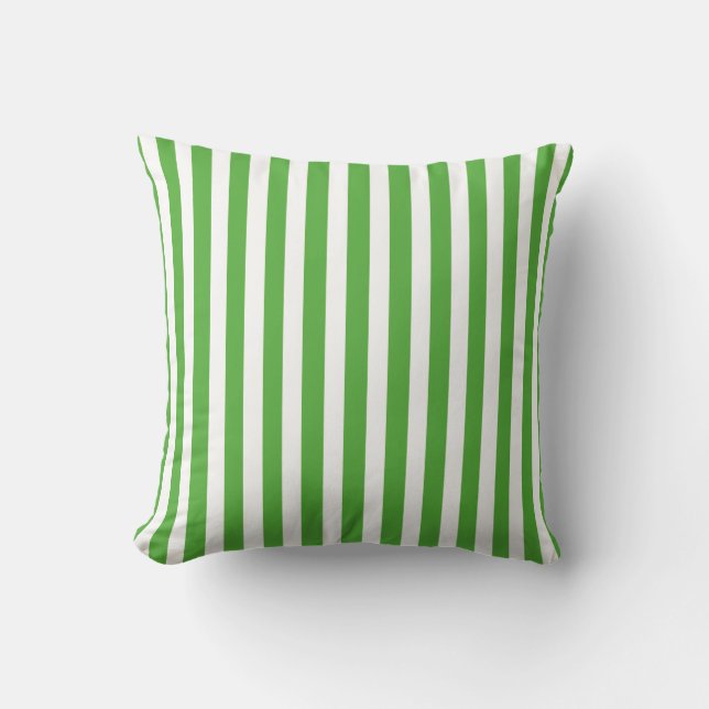 Leaf Green Autumnal Stripes Throw Pillow (Front)