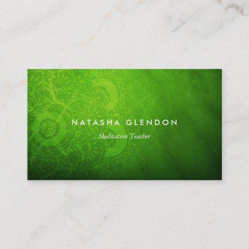 Customizable Leaf Green Mandala Zen Business Card