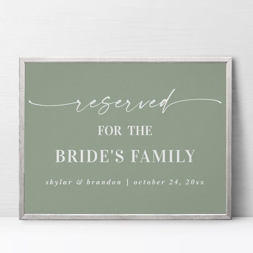Leaf Green Reserved Brides Family Wedding Sign