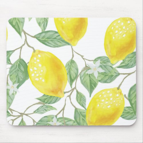 leaf green yellow lemon fruit mouse pad