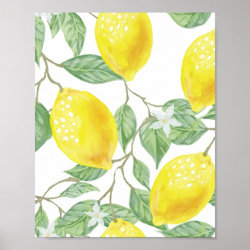 leaf green yellow lemon fruit poster