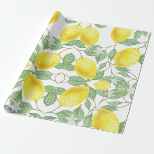 leaf_green_yellow_lemon_fruit wrapping paper