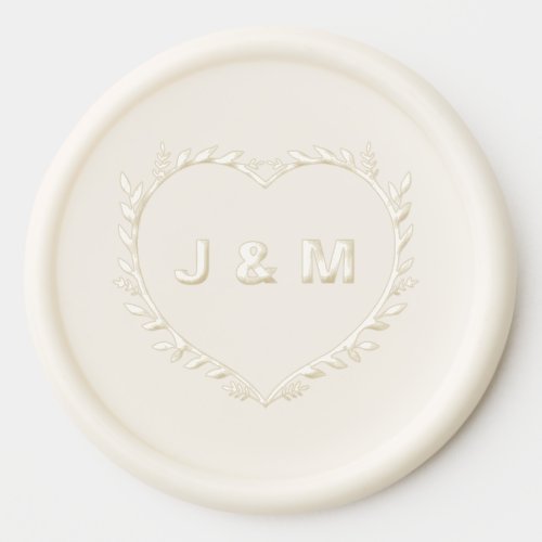 Leaf Heart Initials Wax Seal Sticker