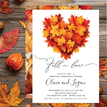 Leaf Heart Rehearsal Dinner Invitation by invitationstop at Zazzle
