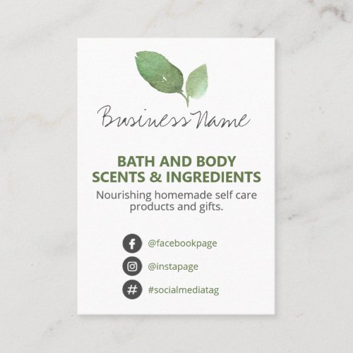 Leaf Homemade Bath And Body Ingredient List Business Card