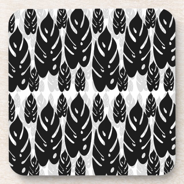 Leaf Illustration Pattern Design  Beverage Coaster (Front)