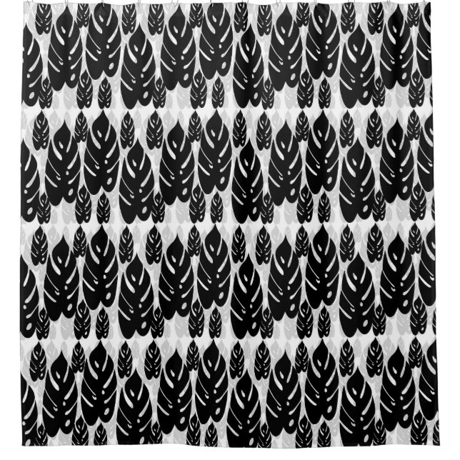 Leaf Illustration Pattern Design  Shower Curtain (Front)