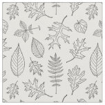 Leaf Illustrations Black &amp; White Leaves Pattern Fabric
