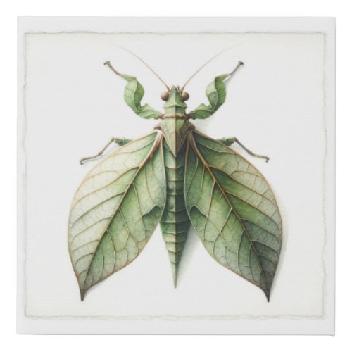 Leaf Insect Watercolor IREF310 _ Watercolor Faux Canvas Print