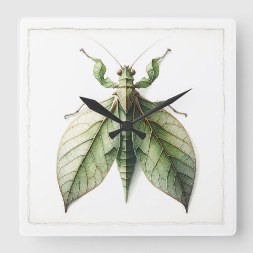 Leaf Insect Watercolor IREF310 _ Watercolor Square Wall Clock