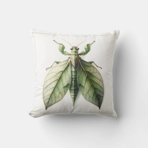 Leaf Insect Watercolor IREF310 _ Watercolor Throw Pillow