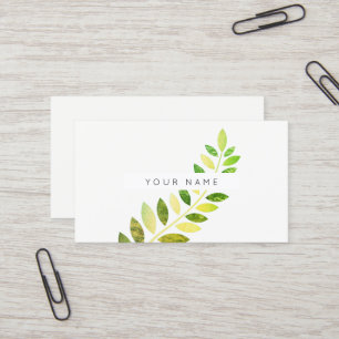 Leaf Laurel Fern Botanic Green Emerald White Business Card