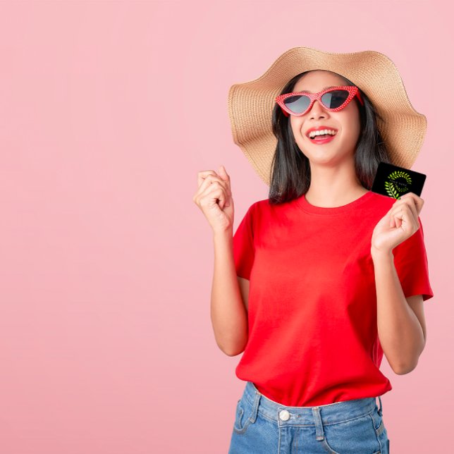 Leaf Laurel Fern Botanic Green Serpentine Black Business Card (Creator Uploaded)