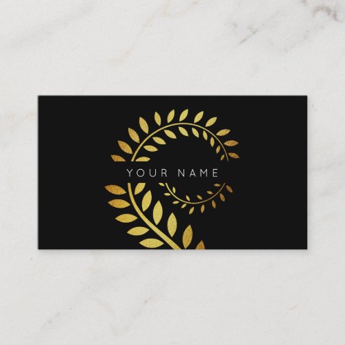 Leaf Laurel Golden Foil Black Vip Business Card
