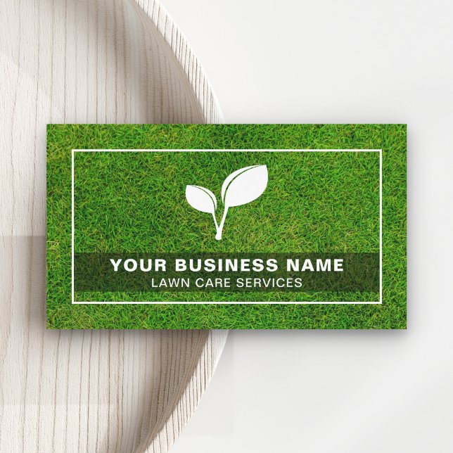 Leaf Logo Gardening Landscaping Lawn Care Business Card (Creator Uploaded)