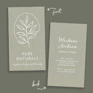 Leaf Logo Modern Botanical Simple Natural Green Business Card