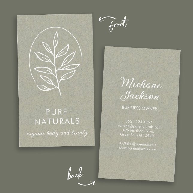 Leaf Logo Modern Botanical Simple Natural Green Business Card (Leaf Logo Modern Botanical Simple Natural Green Business Card)