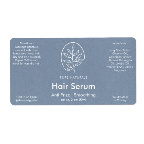 Leaf Logo Neutral Blue Modern Botanical Product Label