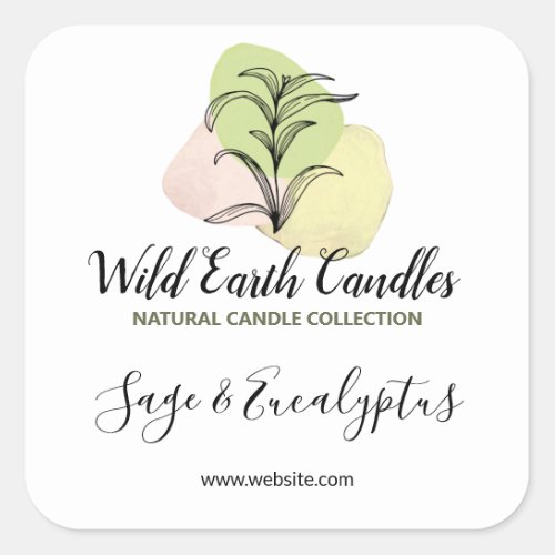 Leaf Logo White Candle Product Labels