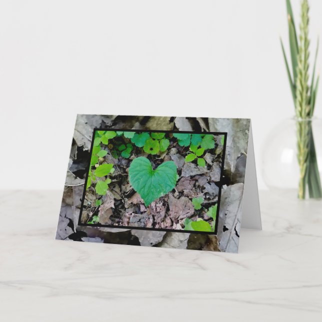 Leaf Love Heart (blank inside) Card (Front)