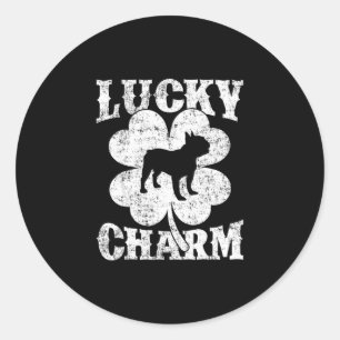 Leaf Lucky Charm French Bulldog St Patrick's Day Classic Round Sticker