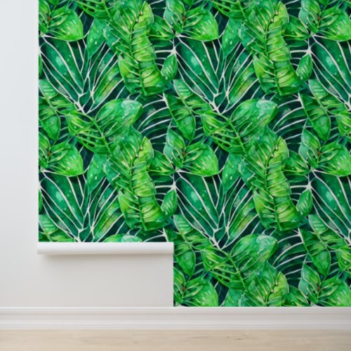 Leaf lush evergreen seamless tropical jungle chic wallpaper 