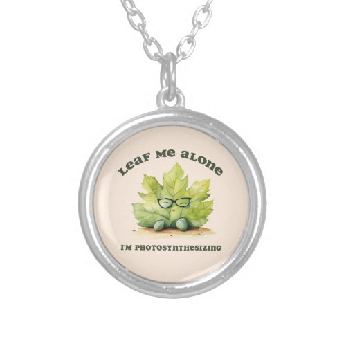 Leaf Me Alone Funny Silver Plated Necklace