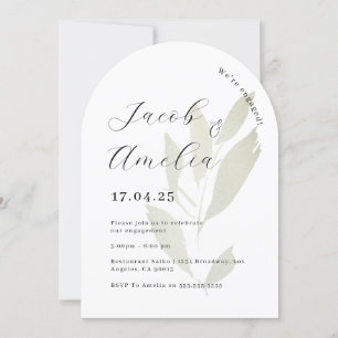 Leaf Modern Arch Engagement Party Invitation