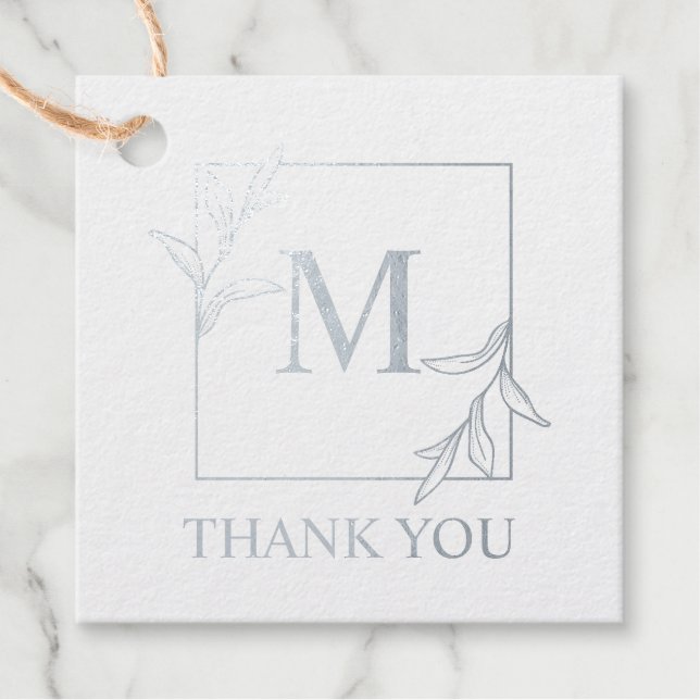 Leaf Monogram Foil Favor Tags (Front)