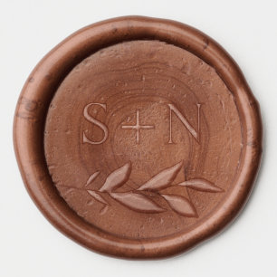 Leaf Monogram Wedding Wax Seal Sticker