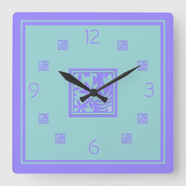 Leaf Motif Square Wall Clock (Front)