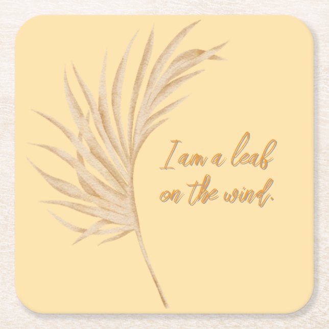 leaf on the wind square paper coaster (Front)