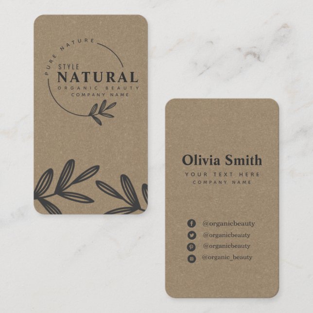 Leaf organic beauty and cosmetics business card (Front/Back)
