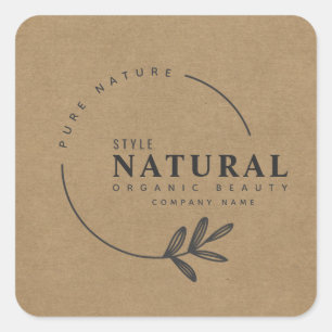 Leaf organic beauty and cosmetics square sticker