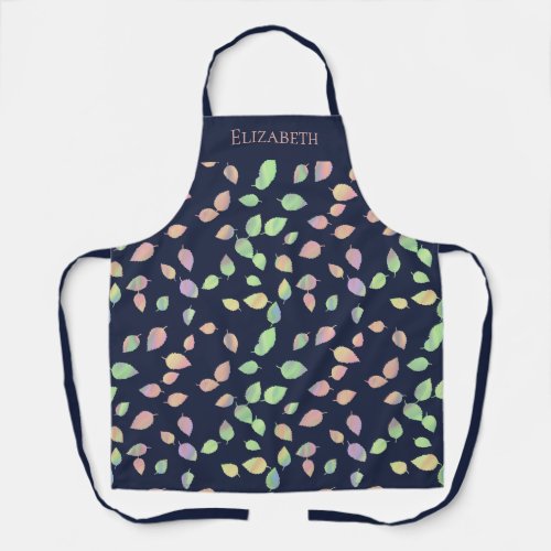 Leaf Pastel Silhouettes Personalized Name Apron