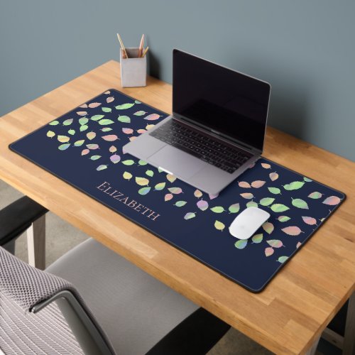 Leaf Pastel Silhouettes Personalized Name Desk Mat