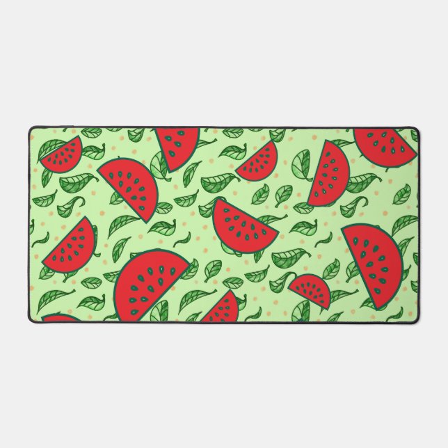 Leaf pattern and Watermelons Desk Mat (Front)