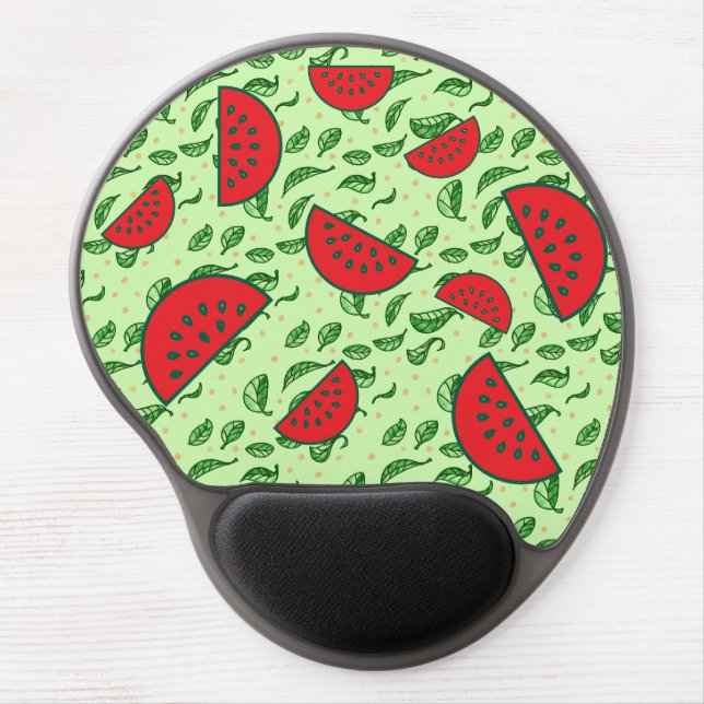 Leaf pattern and Watermelons Gel Mouse Pad (Front)
