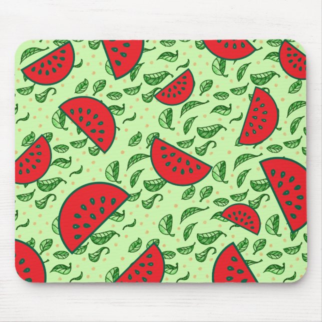 Leaf pattern and Watermelons Mouse Pad (Front)