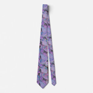 LEAF PATTERN/BLUE, PINK, PURPLE COLORS NECK TIE