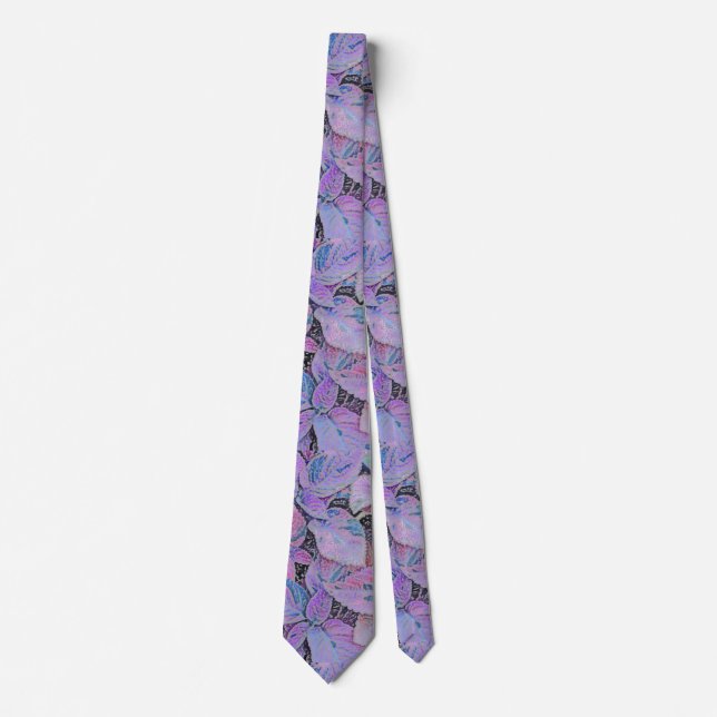 LEAF PATTERN/BLUE, PINK, PURPLE COLORS NECK TIE (Front)