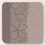 Leaf pattern border and background beverage coaster
