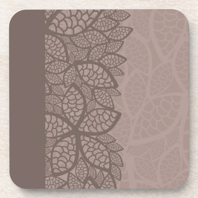 Leaf pattern border and background beverage coaster (Front)