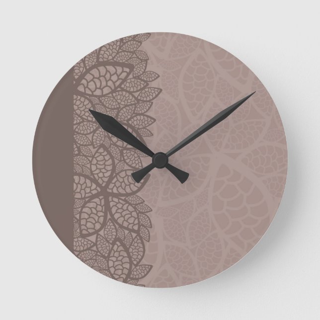 Leaf pattern border and background round clock (Front)
